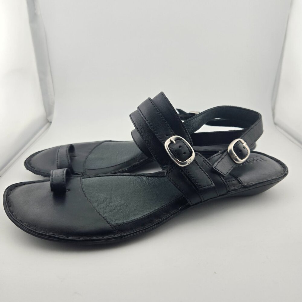 Born Black Leather Toe‑Loop Buckle Strap Sandals | Women’s Size 10 - Picture 5 of 12